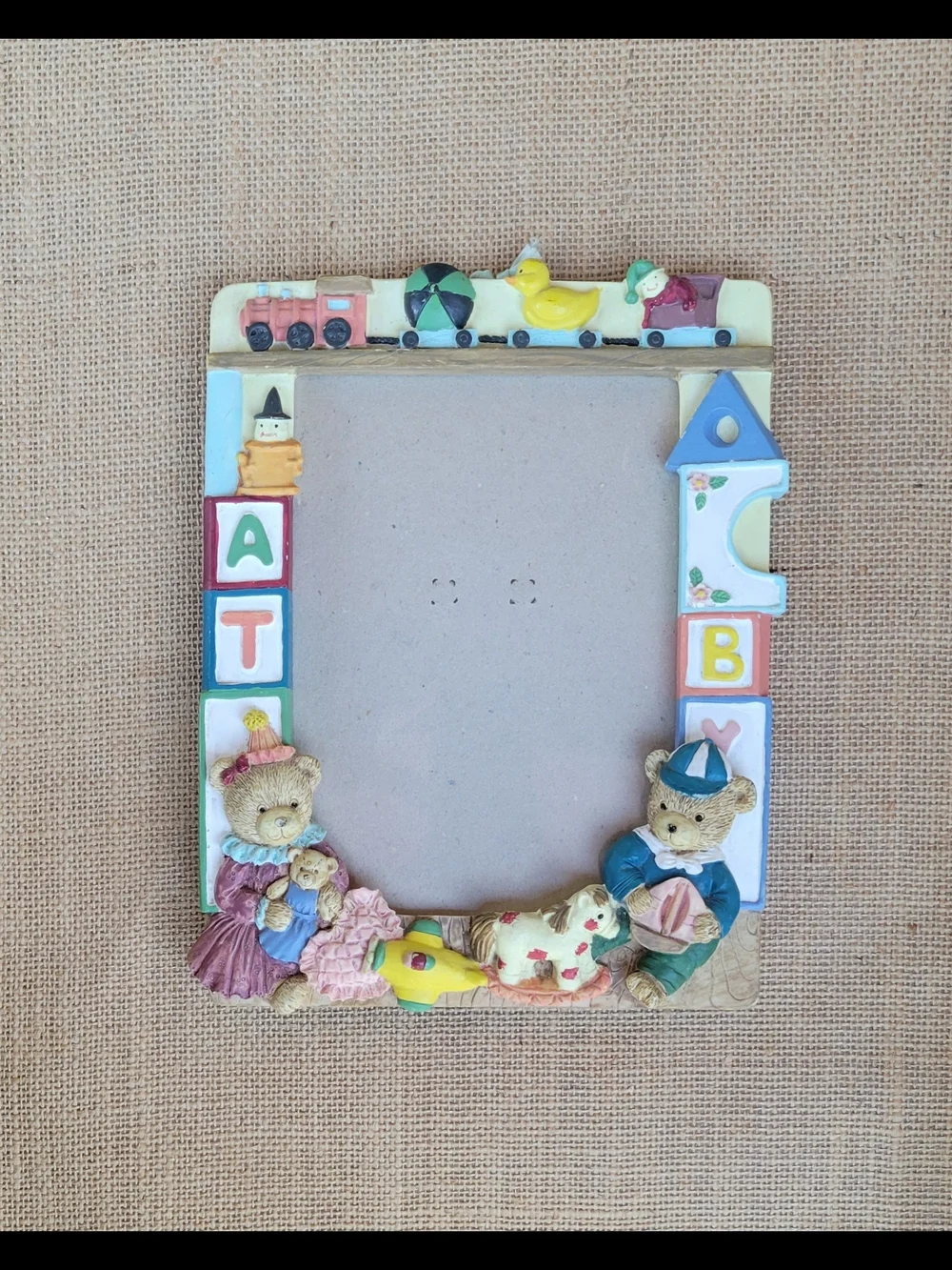 Vintage 90s 3D Bear Ceramic Collectible Picture Frame